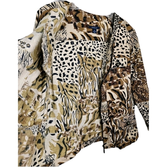 Westbound brown animal print denim blazer with pockets and zip down Size Medium - Picture 12 of 14